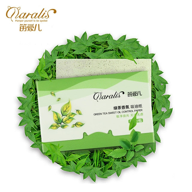 1Pack=80pcs Protable Facial Absorbent Paper Oil Control Wipes Green Tea Absorbing Sheet Matcha Oily Face Blotting Matting Tissue